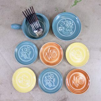 Vintage Fondue Service 1950er