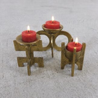 Bougeoirs vintage laiton brutalisme